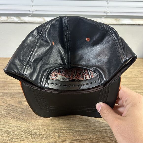 Vintage Cincinnati Bengals Leather Snapback Hat Modern Brand USA Team NFL OSFA - Picture 12 of 12